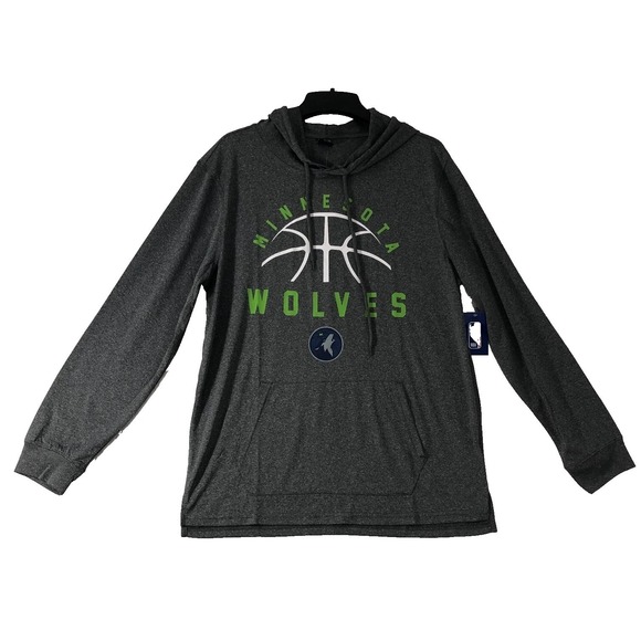 Minnesota Timberwolves Top Men's Medium Gray NBA Lightweight Hoodie NWT - Picture 1 of 15